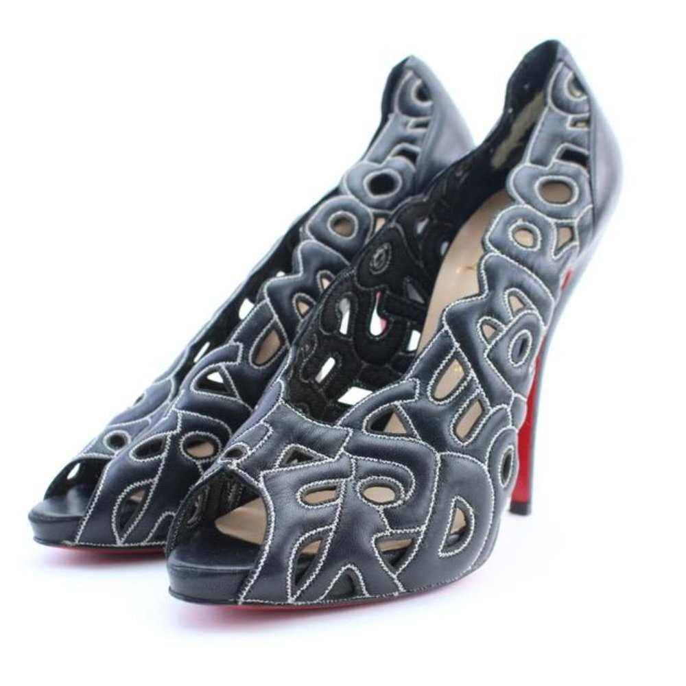 Christian Louboutin Tell Me 120 Black Leather Open